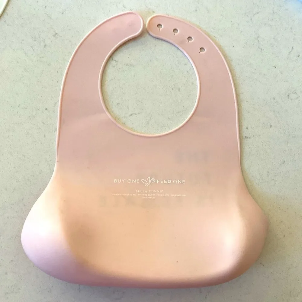 Bella Tunno The Future Is Female Pink Silicone Baby Bib Catch All Pocket